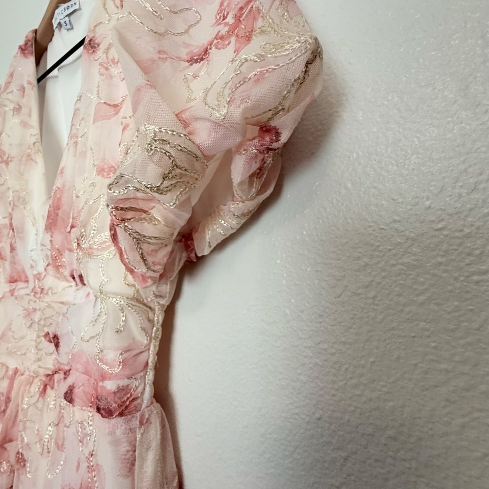 Baltic Born - Ardley Pink Floral Embroidered Puff Sleeve Maxi Dress - Small - Picture 8 of 16